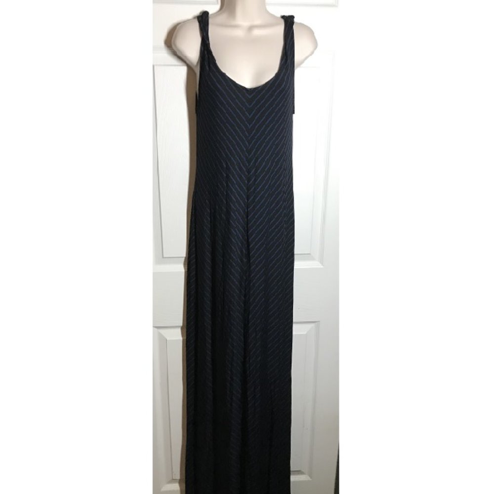 Merona ~ Blue & Black Striped Maxi Tank Dress ~ L